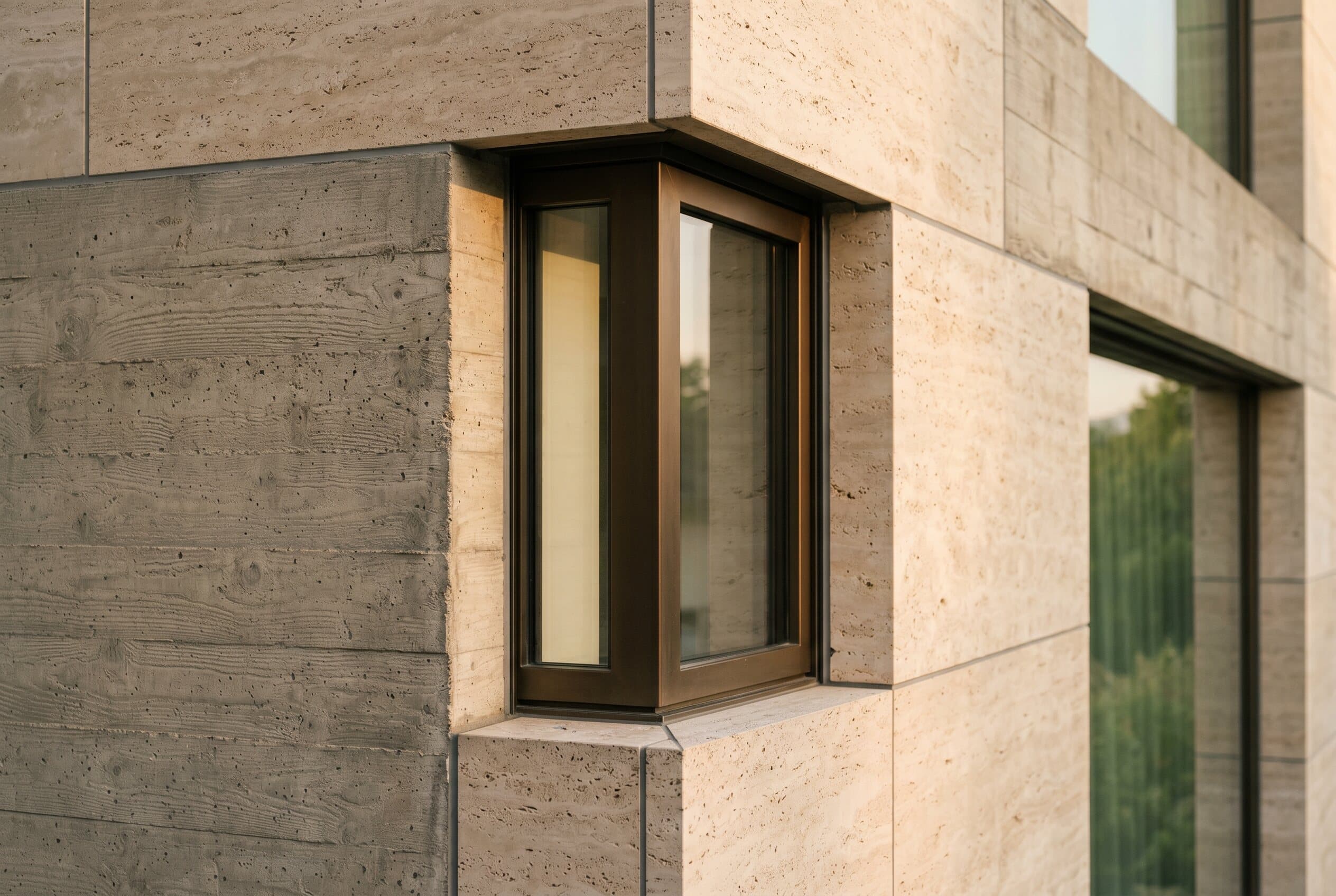 Materialität moderner Schweizer Architektur — Travertin, Beton, Bronze